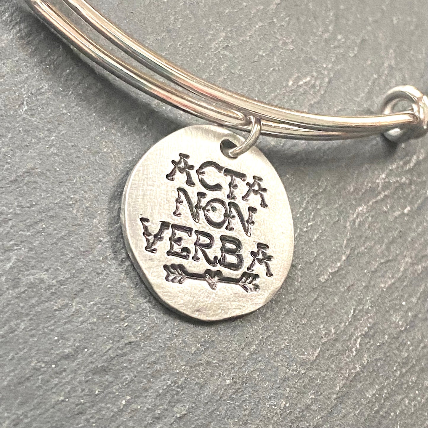 ACTA NON VERBA Latin deeds not words bracelet. Latin saying jewelry graduation gift for her - drake designs jewelry