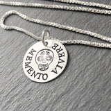 Memento vivere necklace remember to live. sterling silver sugar skull jewelry. Latin phrase jewelry. drake designs jewelry