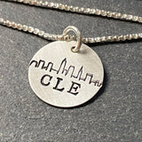 hand stamped sterling silver Cleveland skyline necklace - drake designs jewelry
