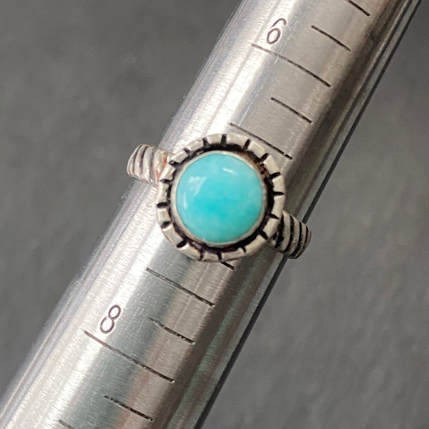 Amazonite Sterling Silver Rustic Ring - Sterling Silver and Cable Ring Band
