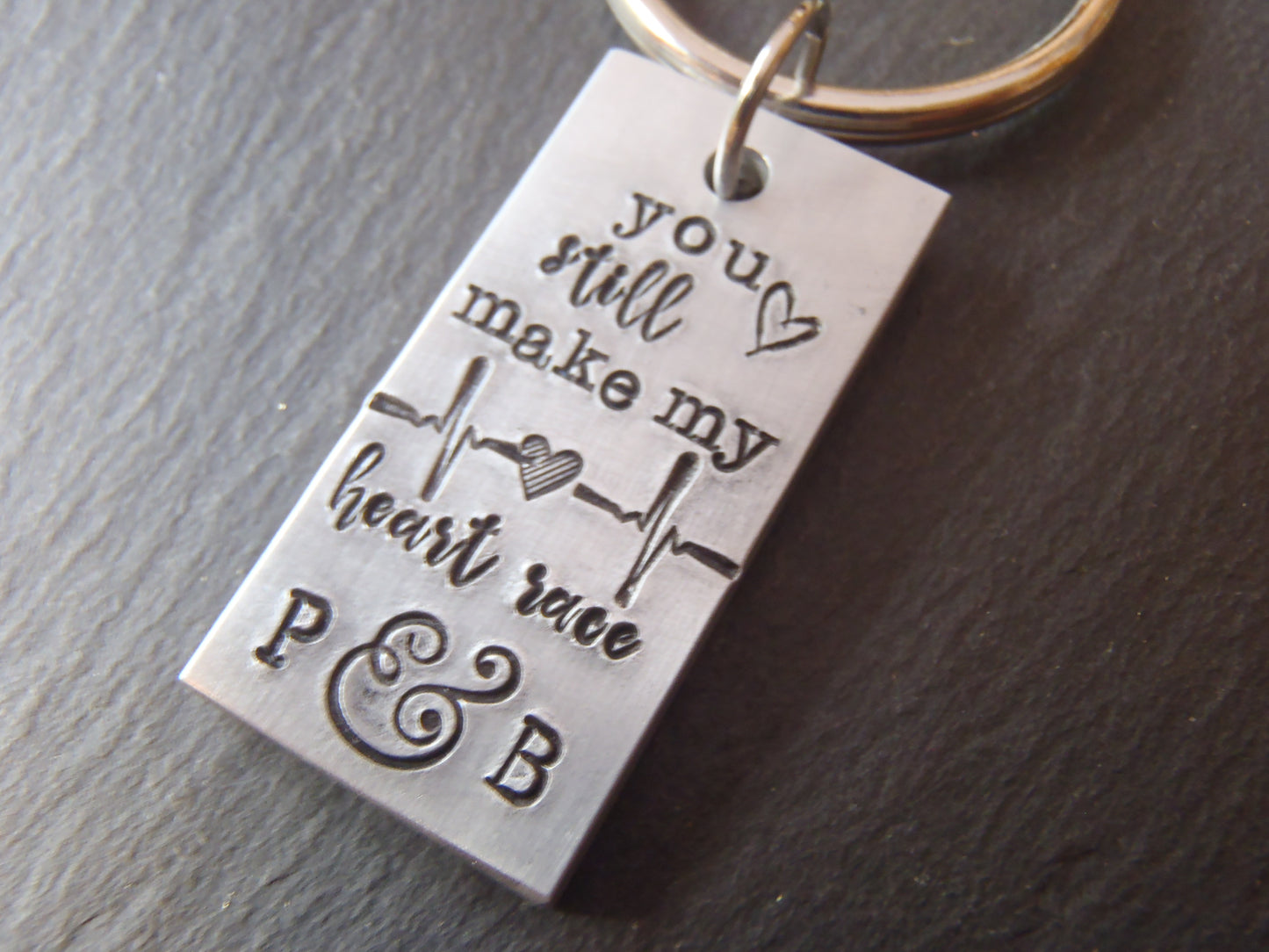 Ten Year Aluminum Anniversary Gift for Husband or Wife - Personalized Keychain