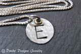 Mixed metal mom necklace with initials sterling silver custom made - Drake Designs Jewelry