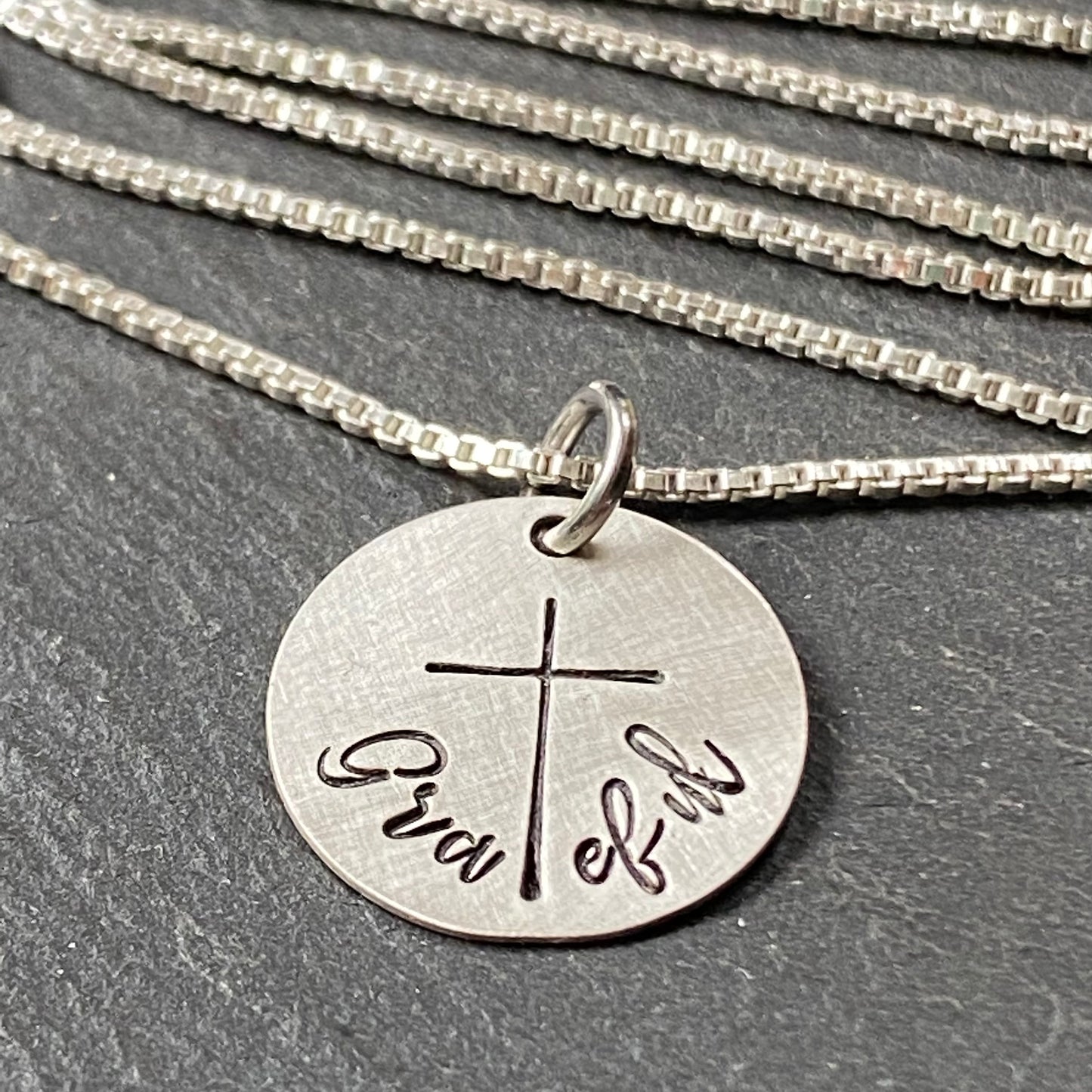 Sterling silver Grateful cross necklace hand crafted Christian cross necklace - Drake Designs Jewelry
