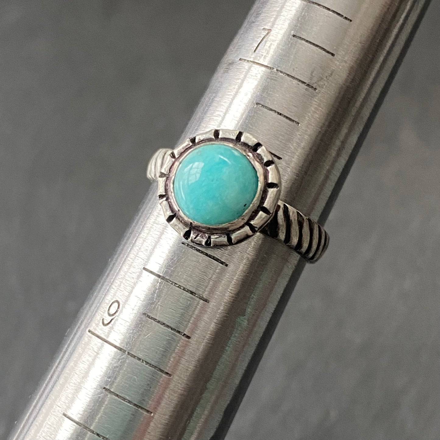 Amazonite Sterling Silver Rustic Ring - Sterling Silver and Cable Ring Band