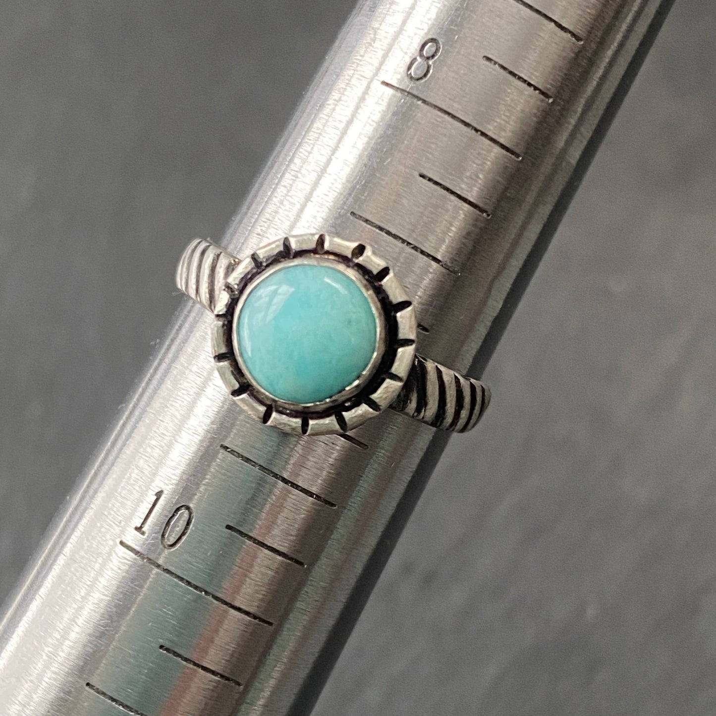 Amazonite Sterling Silver Rustic Ring - Sterling Silver and Cable Ring Band