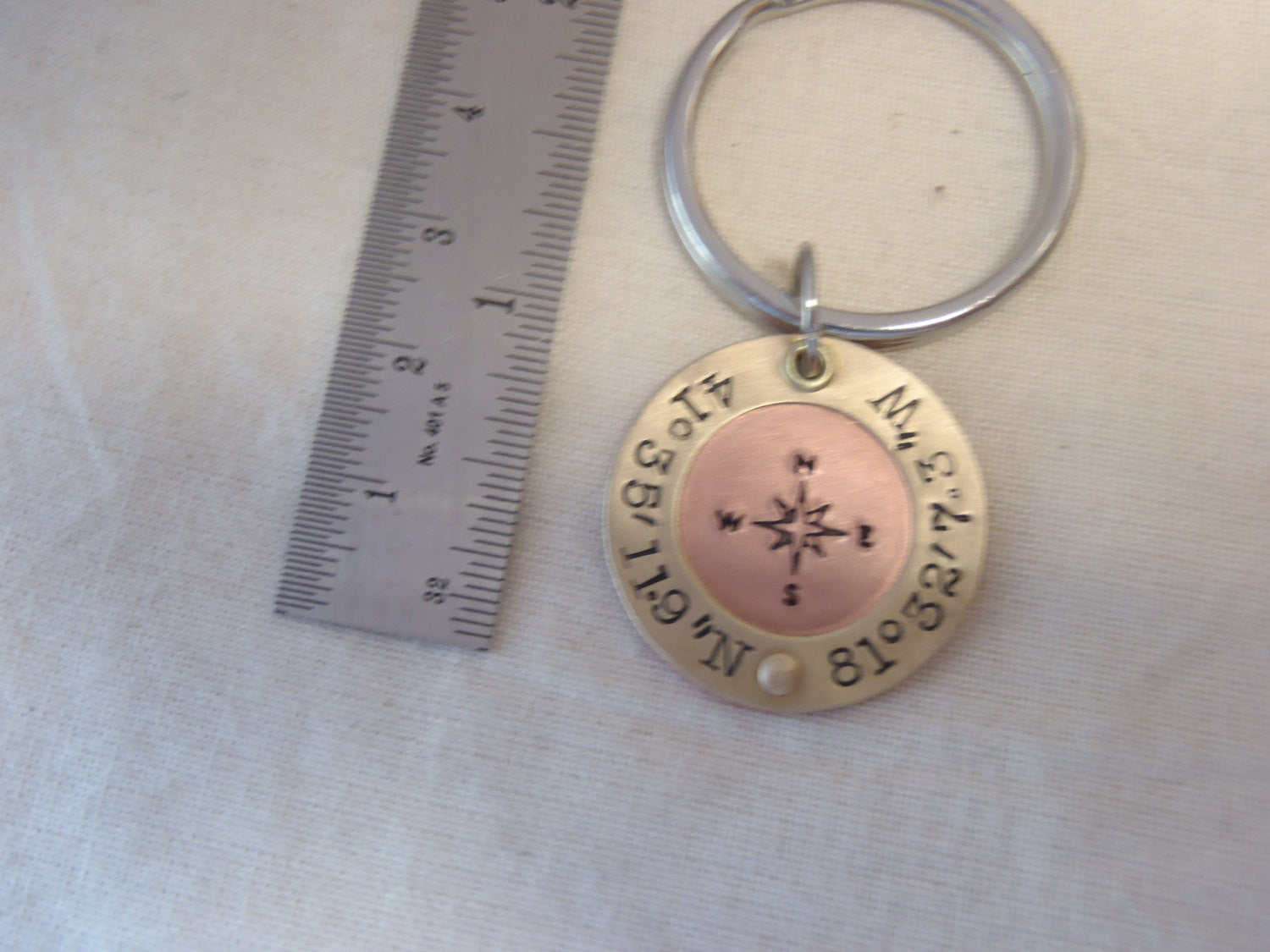 travel gift Mens personalized custom coordinates Latitude longitude compass keychain - Drake Designs Jewelry