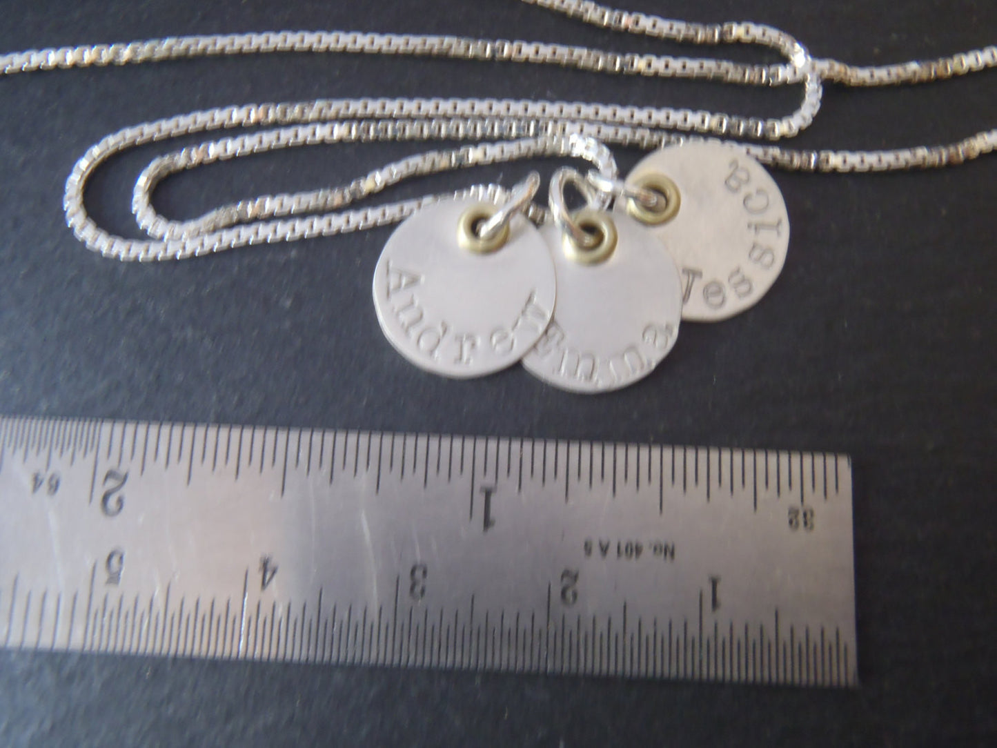 Tiny personalized name necklace hand stamped jewelry for mom - Drake Designs Jewelry