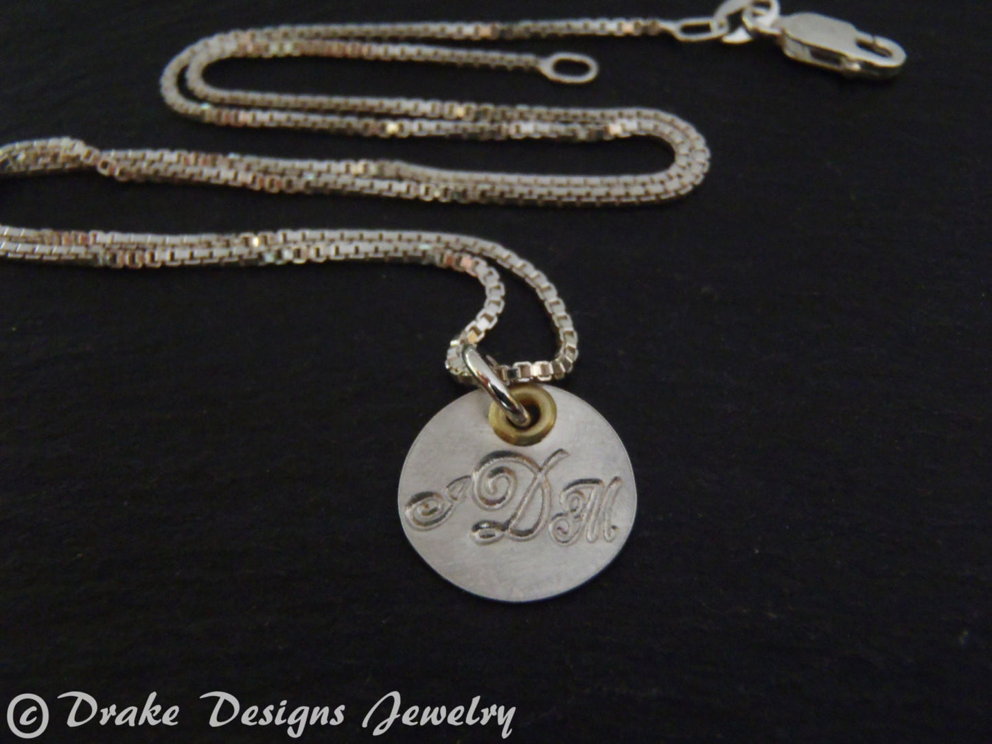 Personalized women's monogram necklace - mixed metal sterling silver - Drake Designs Jewelry
