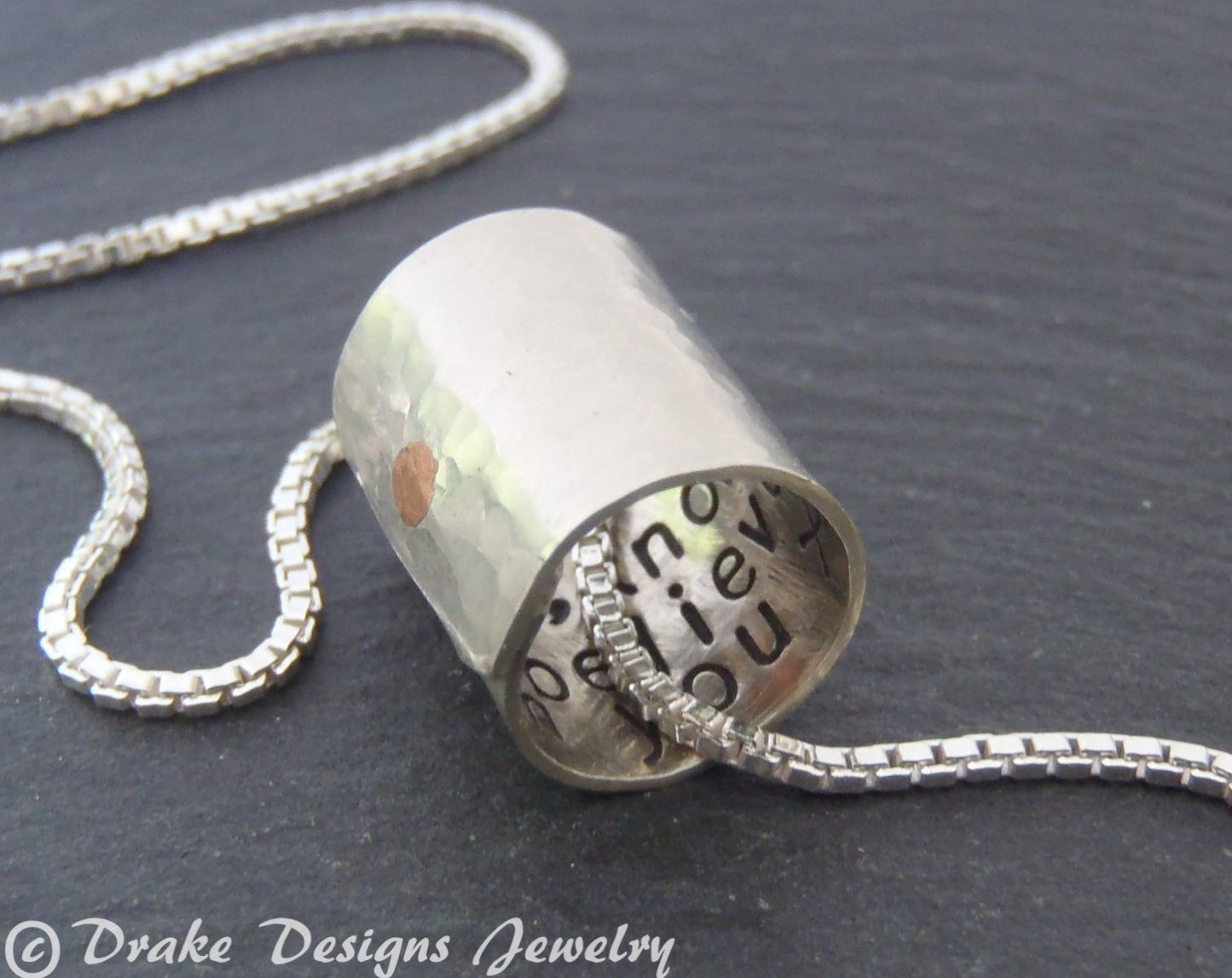 Sterling silver Secret Message necklace personalized for him or her - Drake Designs Jewelry