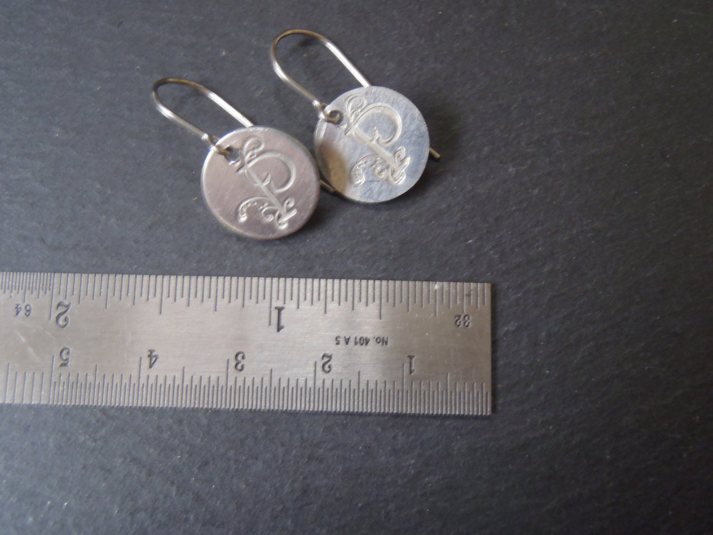Initial earrings- hand crafted jewelry - Drake Designs Jewelry