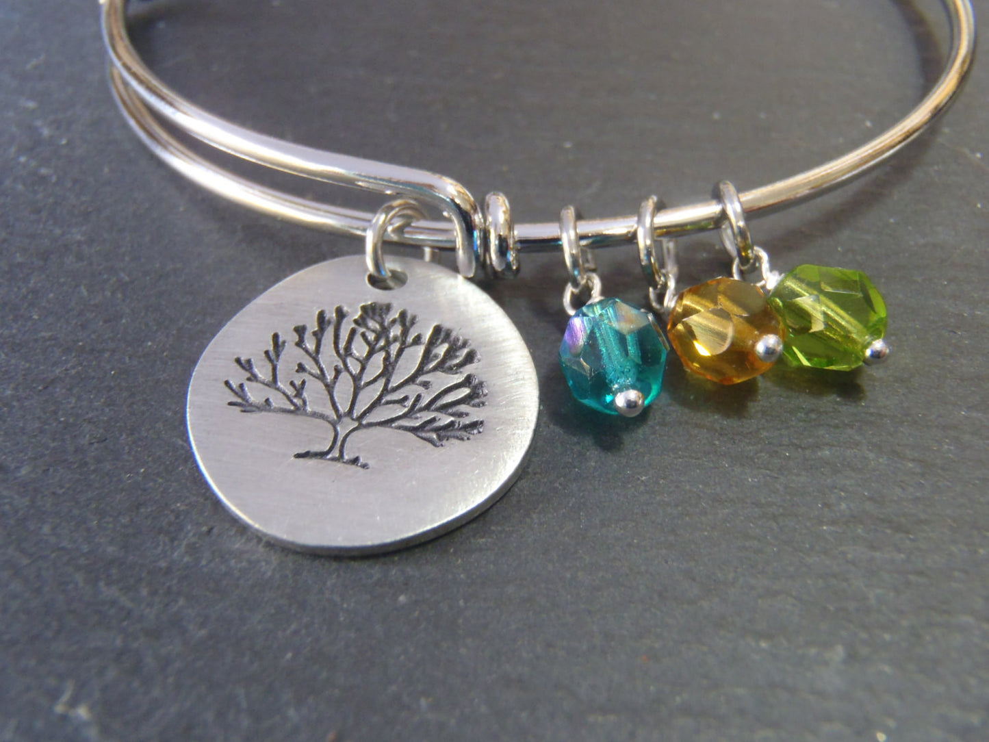 Tree bracelet personalized for mom with birthstones family tree bangle bracelet - Drake Designs Jewelry
