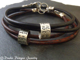 Personalized Coordinates women's or men's leather bracelet - Drake Designs Jewelry