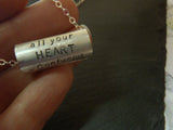 Custom quote necklace,  Hand crafted sterling silver inspirational jewelry - Drake Designs Jewelry