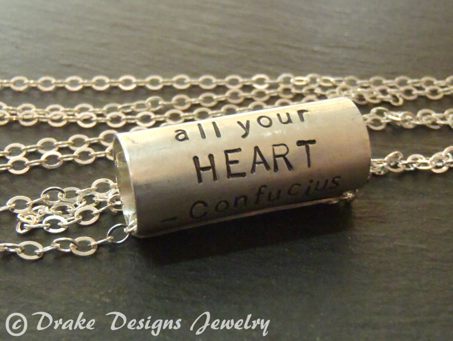 Custom quote necklace, Hand crafted sterling silver inspirational jewelry - Drake Designs Jewelry