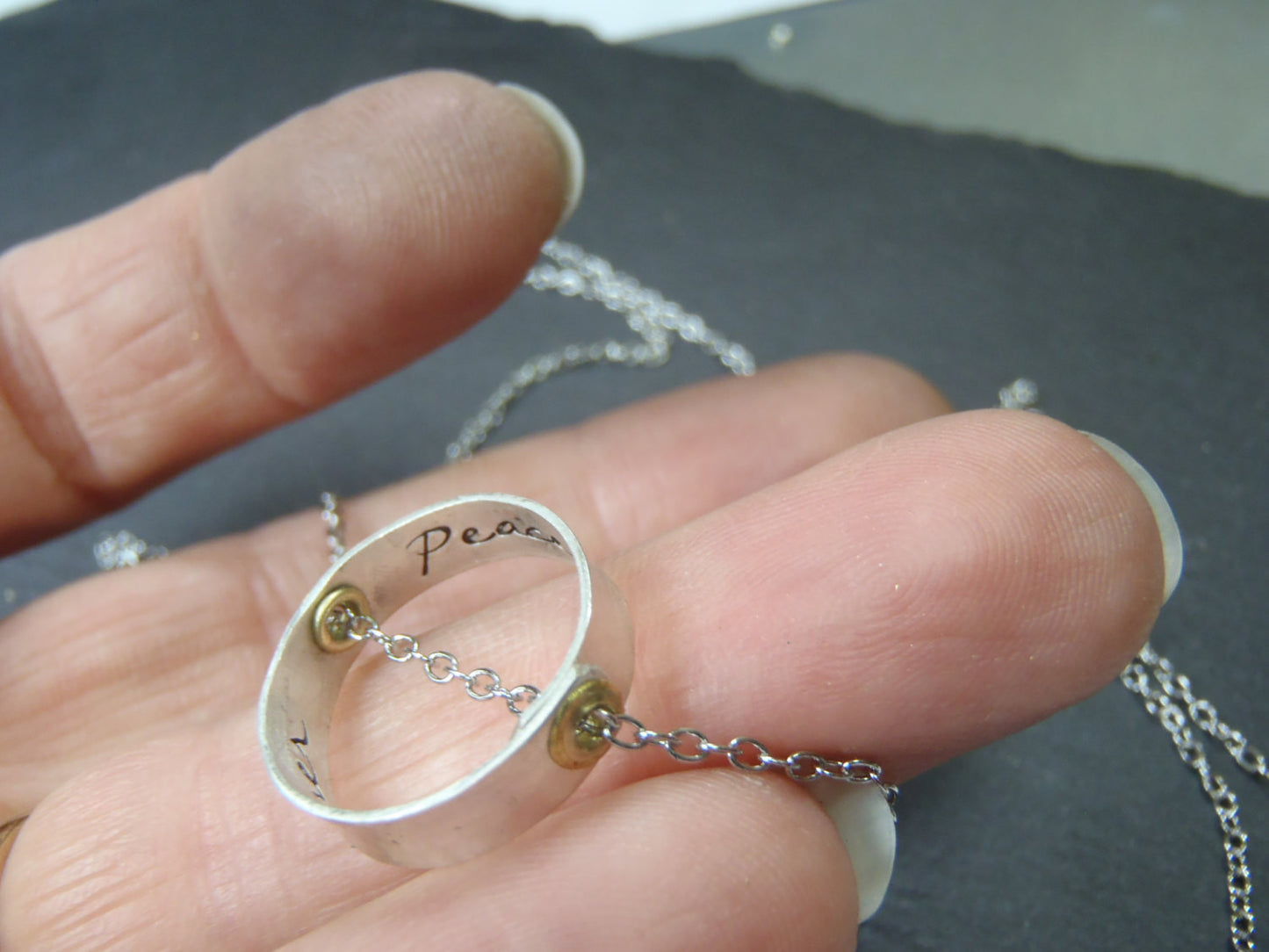 Inner Peace necklace with message inside - be inspired! - Drake Designs Jewelry