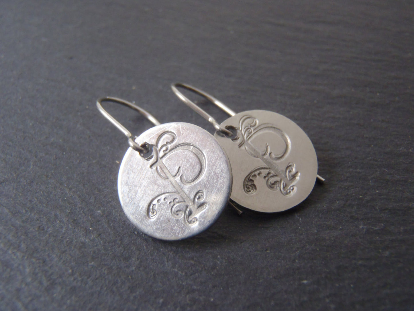 Initial earrings- hand crafted jewelry - Drake Designs Jewelry