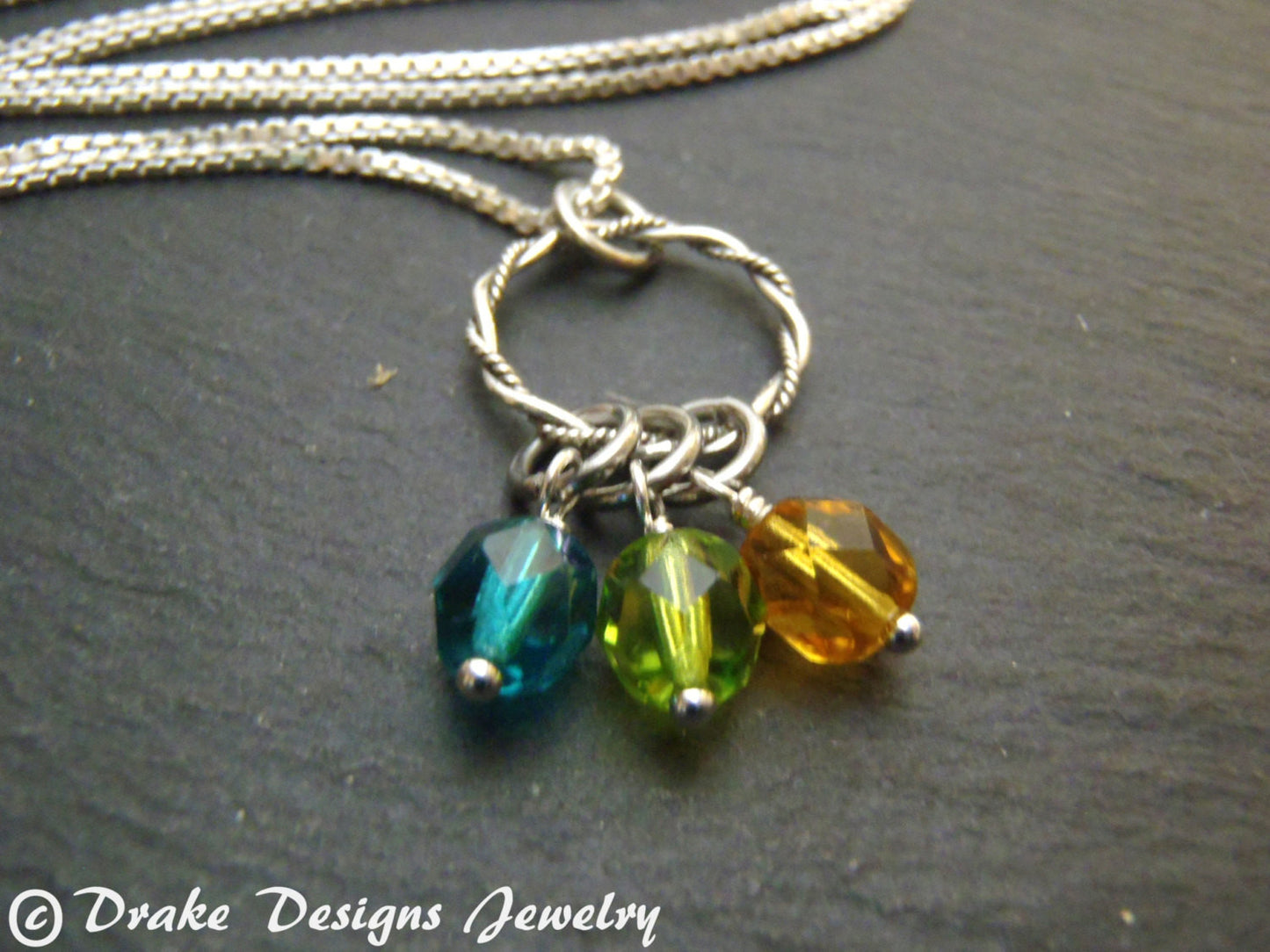 Sterling silver mom birthstone necklace personalized for mom - Drake Designs Jewelry