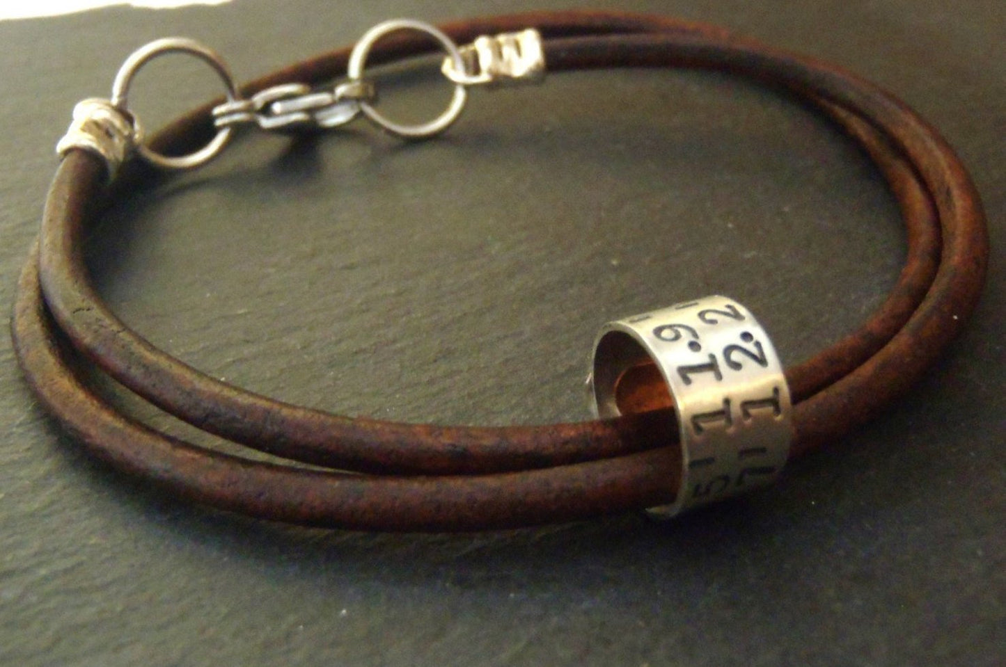 Personalized Coordinates women's or men's leather bracelet - Drake Designs Jewelry
