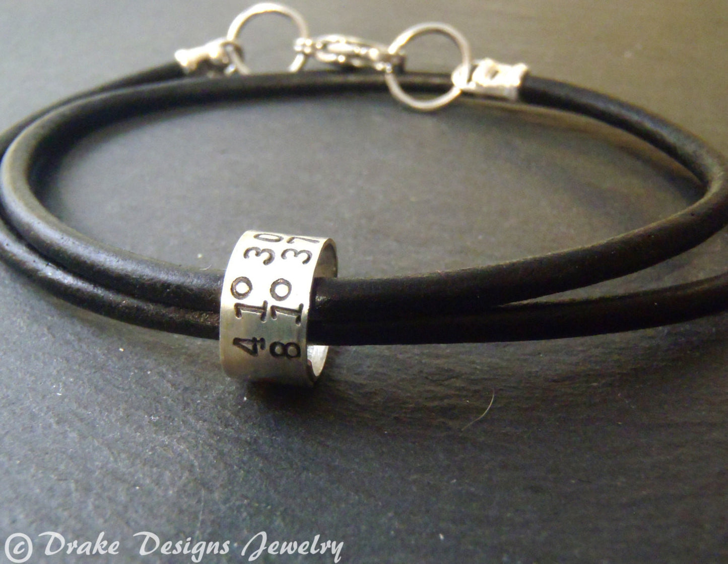 Personalized Coordinates women's or men's leather bracelet - Drake Designs Jewelry