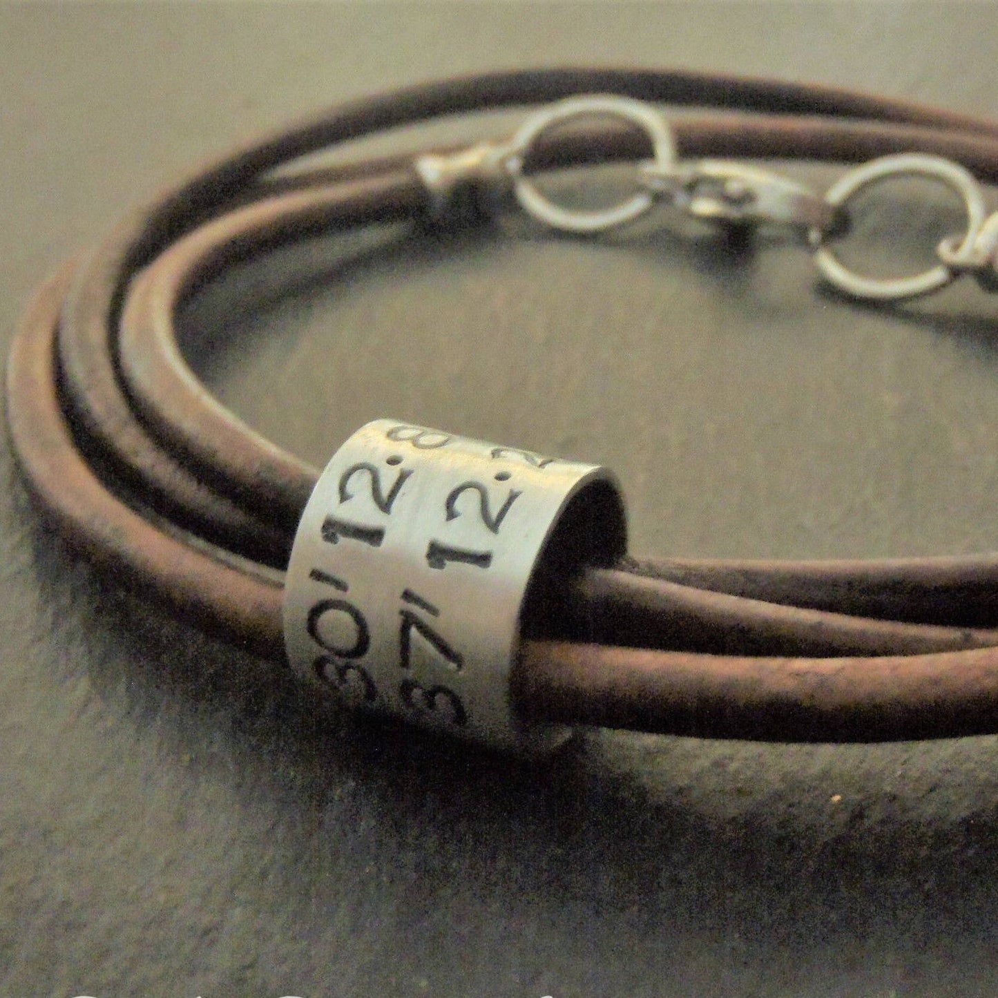 latitude longitude coordinates leather bracelet for men or women - Drake Designs Jewelry