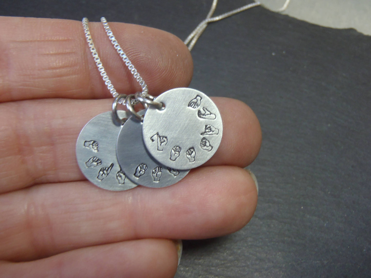 sterling silver ASL personalized sign language necklace - Drake Designs Jewelry
