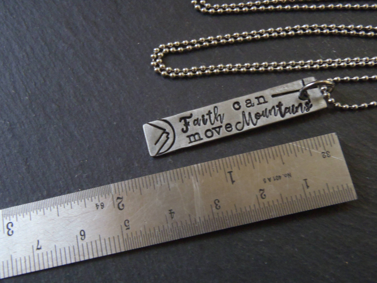 Inspirational necklace Faith can move mountains - Drake Designs Jewelry