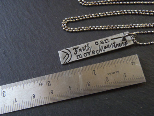 Inspirational necklace Faith can move mountains - Drake Designs Jewelry