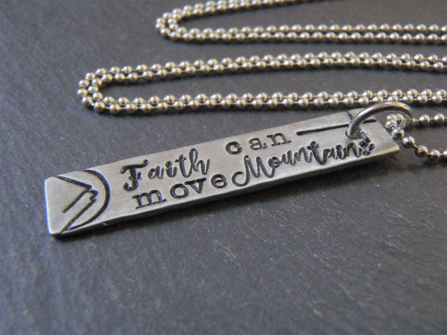 Inspirational necklace Faith can move mountains - Drake Designs Jewelry