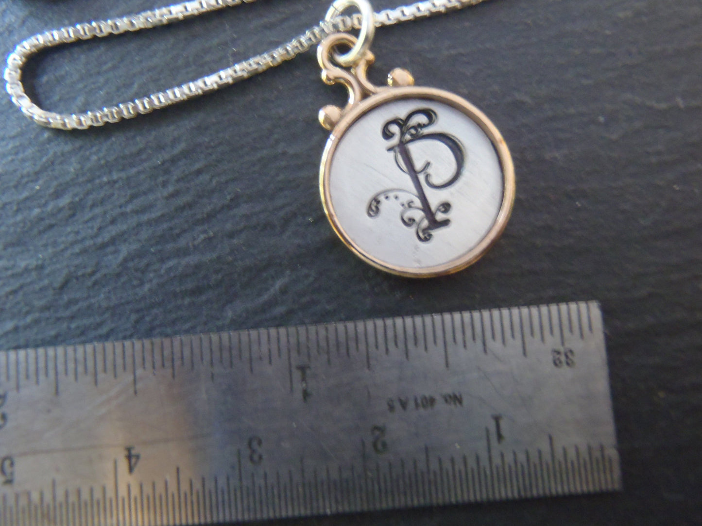 Two tone rimmed Custom initial necklace / personalized pendant / gift for her - Drake Designs Jewelry