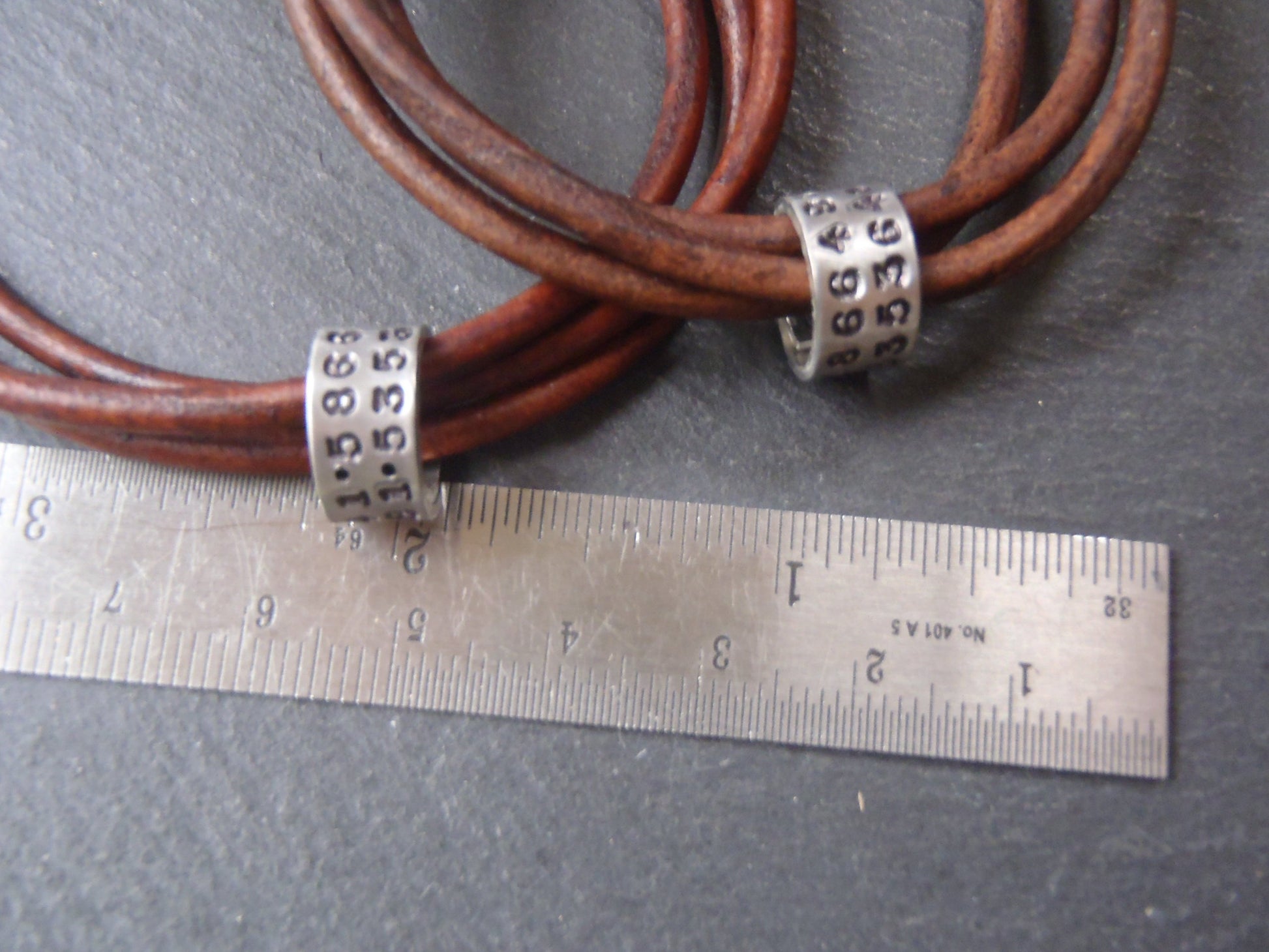 leather GPS Coordinate bracelet for men or women. hand stamped personalized mens jewelry. Custom leather anniversary gift for husband - Drake Designs Jewelry