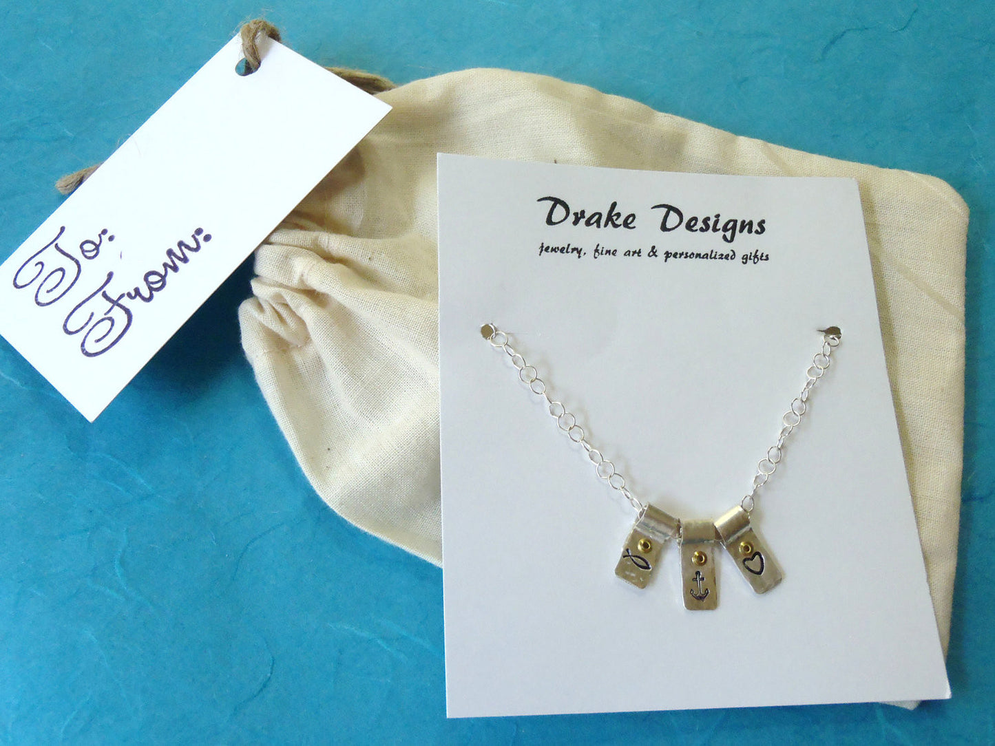 Sterling silver Faith Hope and Love Necklace Christian Jewelry - Drake Designs Jewelry