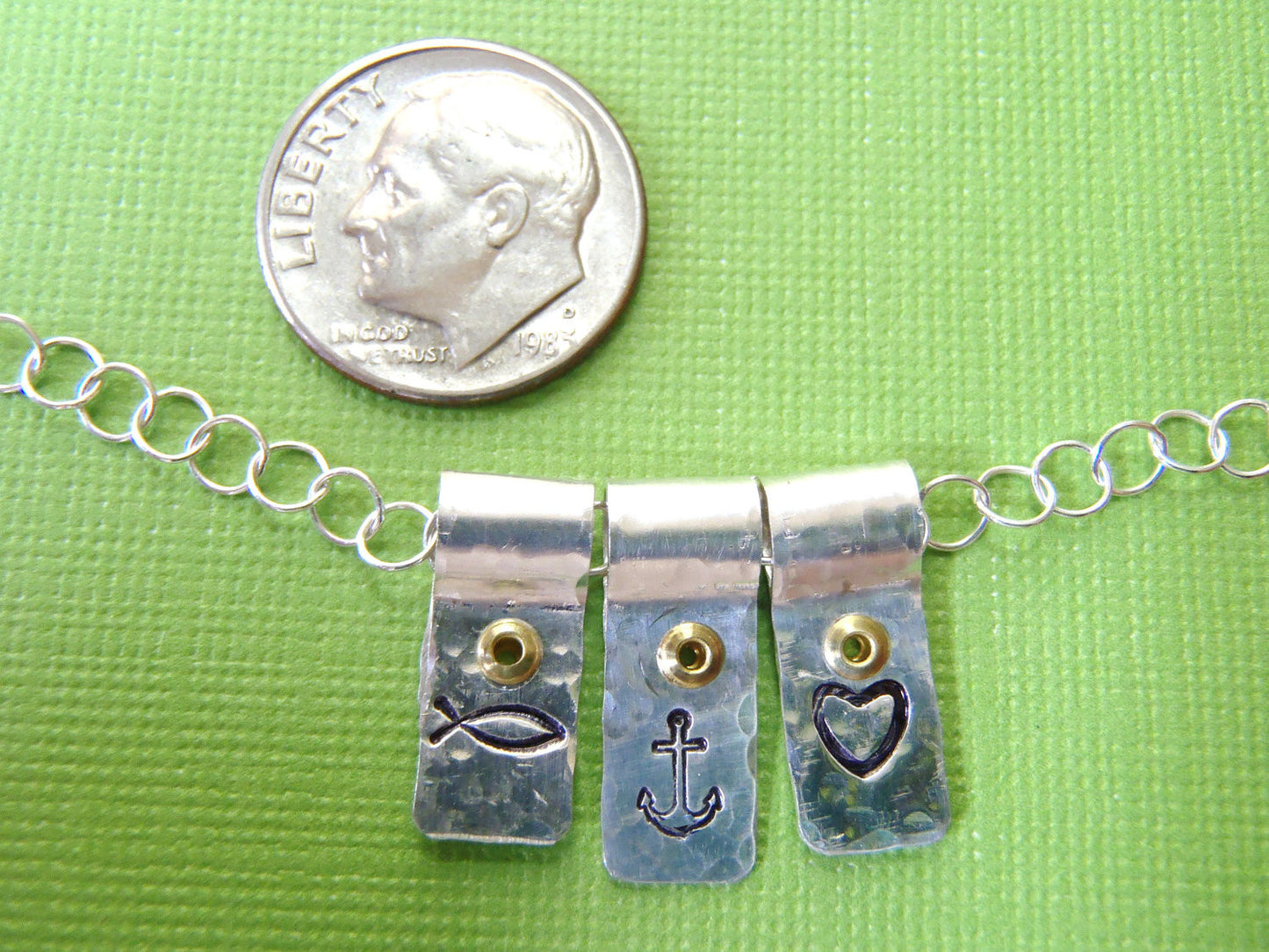 Sterling silver Faith Hope and Love Necklace Christian Jewelry - Drake Designs Jewelry
