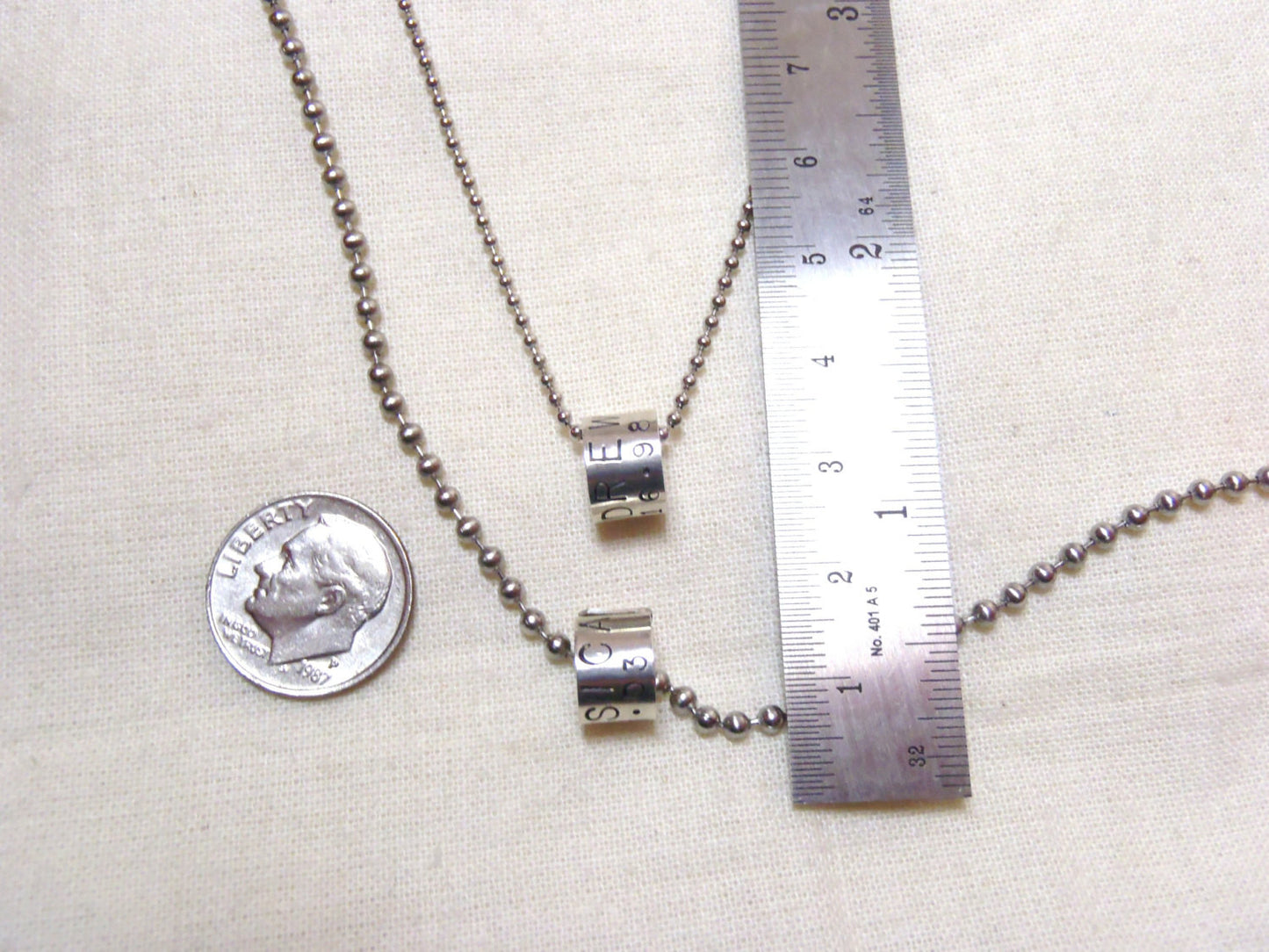 Personalized Necklace Set for couples Sterling silver charms with customized message - Drake Designs Jewelry