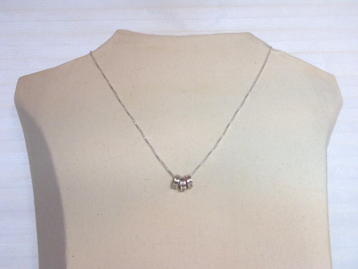 Sterling silver mom necklace with kid names personalized charms - Drake Designs Jewelry