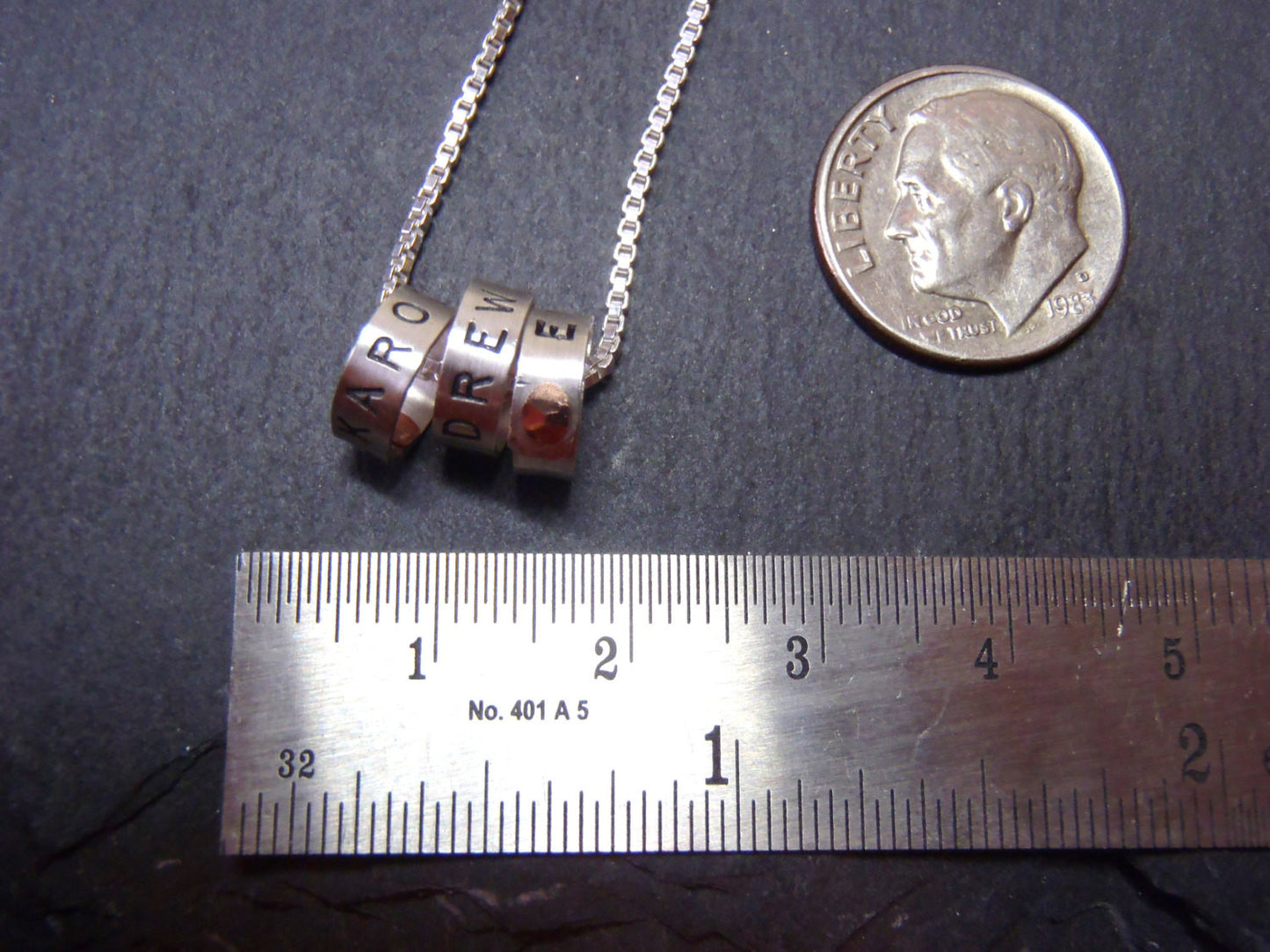 Sterling silver mom necklace with kid names personalized charms - Drake Designs Jewelry