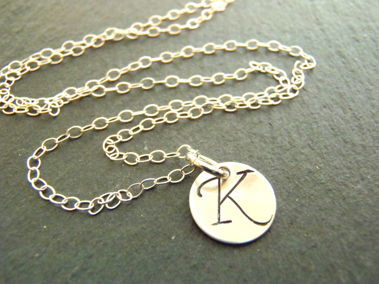 Tiny sterling silver initial necklace personalized - Drake Designs Jewelry