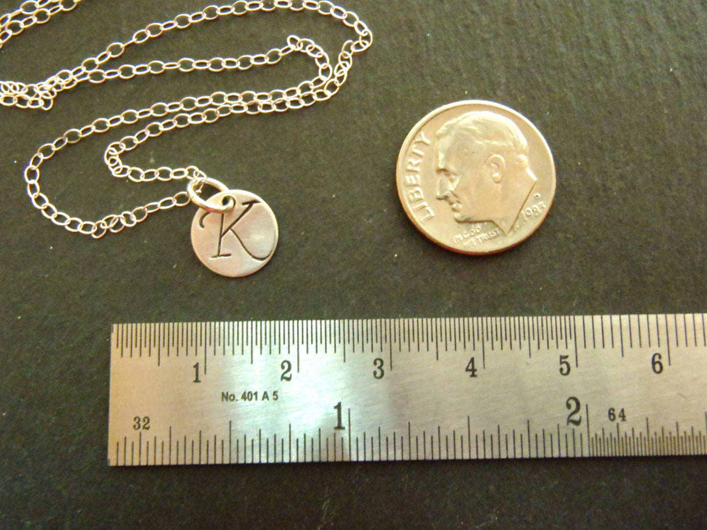 Tiny sterling silver initial necklace personalized - Drake Designs Jewelry