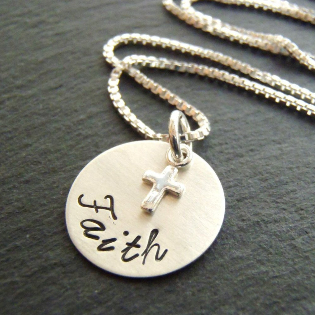 Sterling Silver Faith cross necklace Christian jewelry - Drake Designs Jewelry