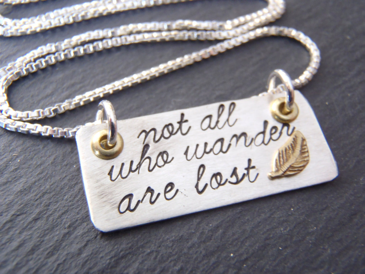 Inspirational Necklace - Not all who wander are lost - Sterling Silver wanderlust jewelry - Drake Designs Jewelry