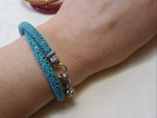turquoise, red or orange Leather wrap bohemian Bracelet - Drake Designs Jewelry