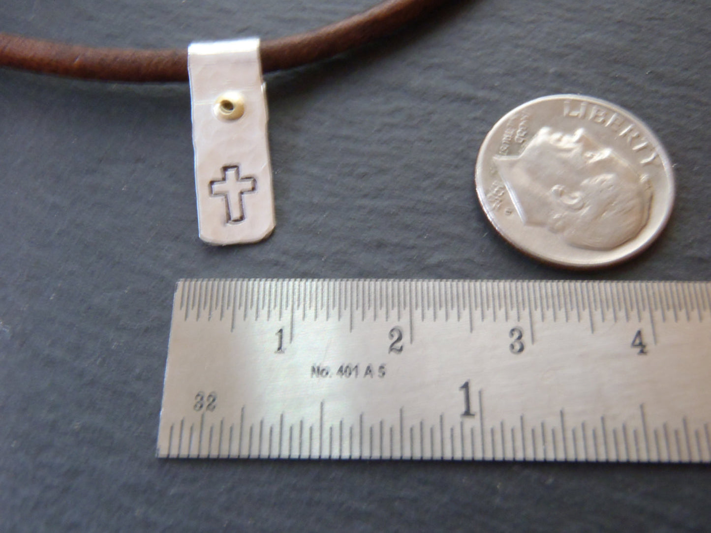 Rustic women's or men's cross necklace - sterling silver and leather - Drake Designs Jewelry