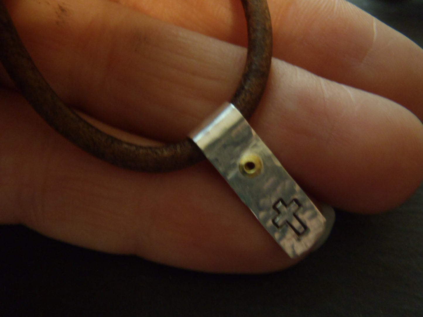 Rustic women's or men's cross necklace - sterling silver and leather - Drake Designs Jewelry