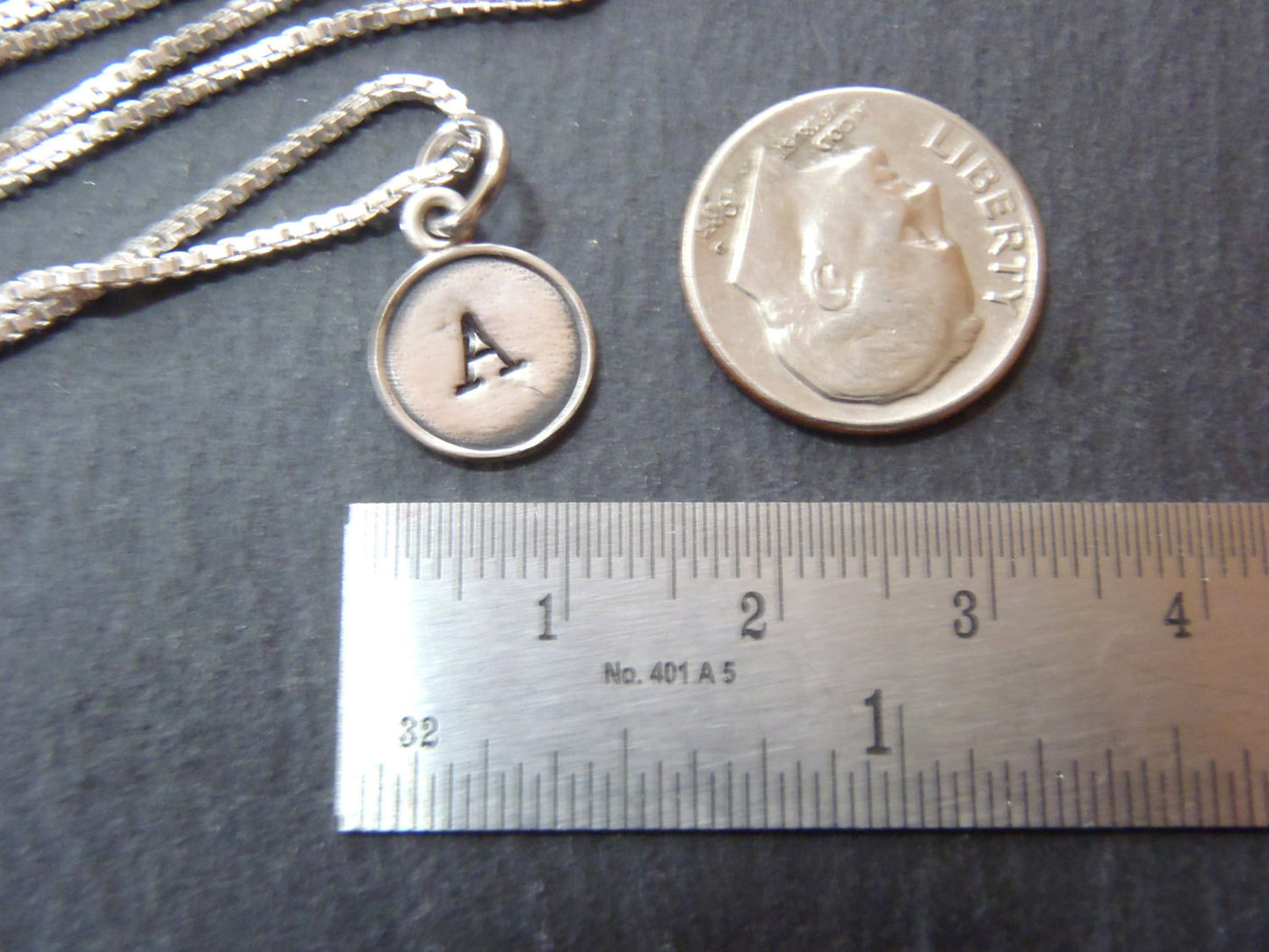 Sterling Silver initial typewriter key necklace - Drake Designs Jewelry