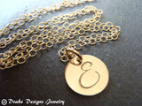 Initial necklace gold fill hand stamped monogram initial custom made - Drake Designs Jewelry