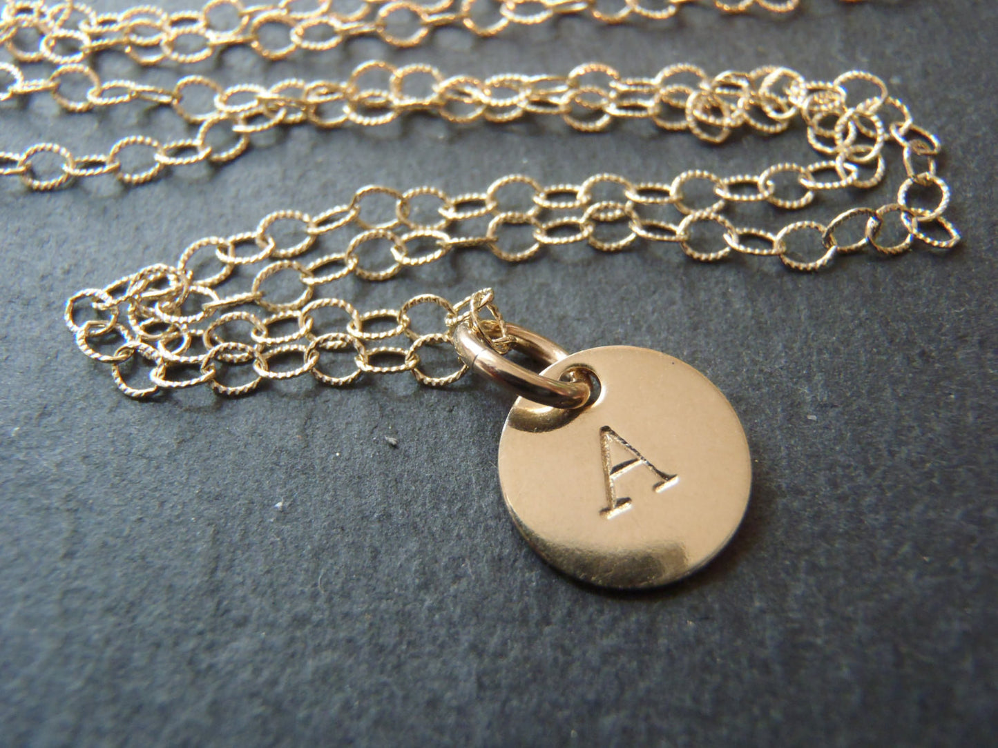 Tiny Gold initial necklace 14k Gold FIlled personalized jewelry - Drake Designs Jewelry