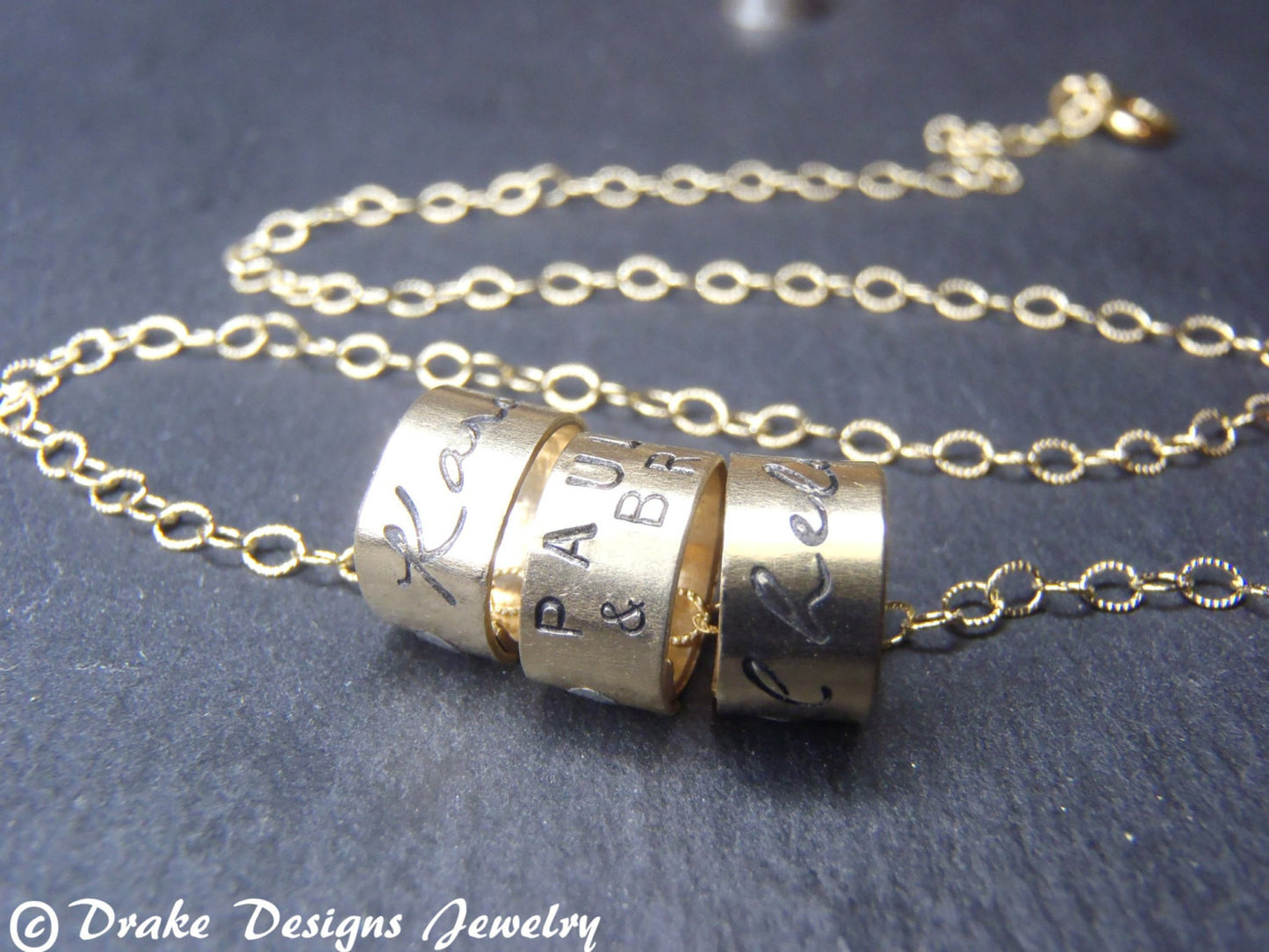Mom necklace with names 14k gold filled personalized gold charm necklace - Drake Designs Jewelry