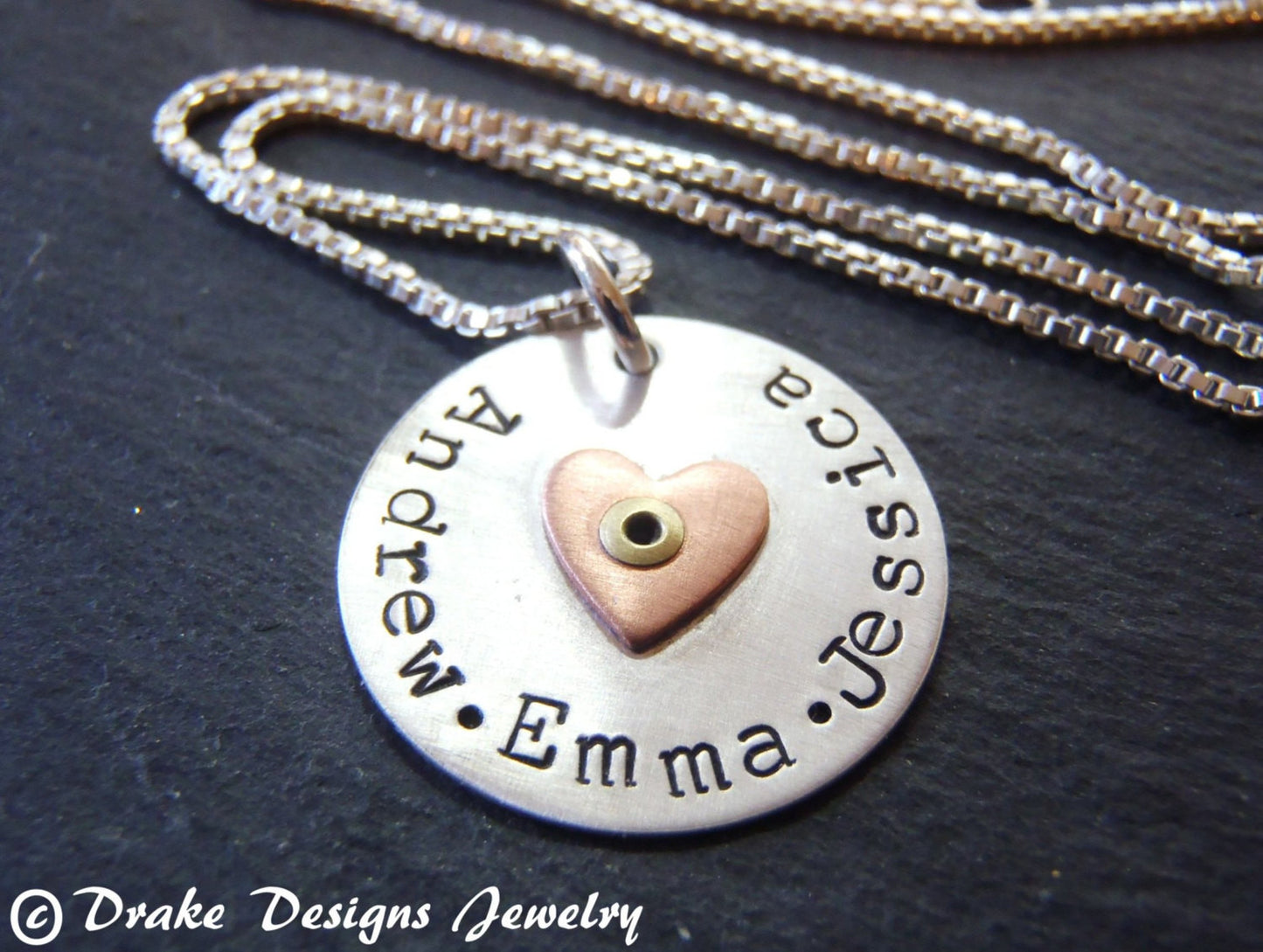 Sterling silver mommy necklace personalized with children's names - Drake Designs Jewelry