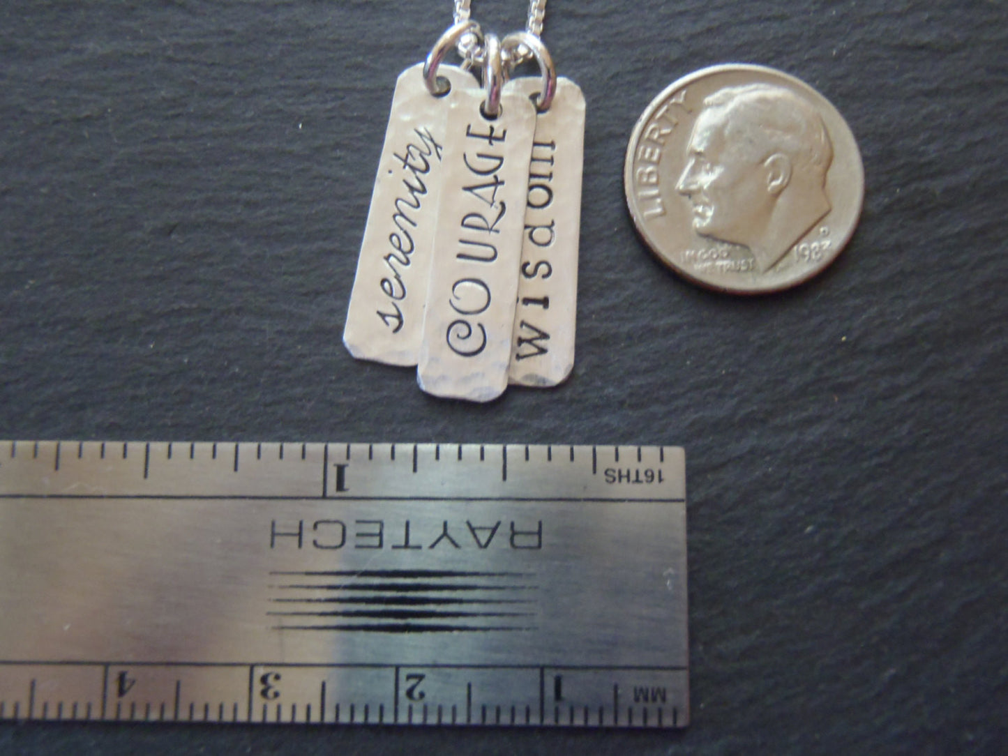 Sterling Silver courage necklace serenity prayer necklace serenity courage wisdom - Drake Designs Jewelry