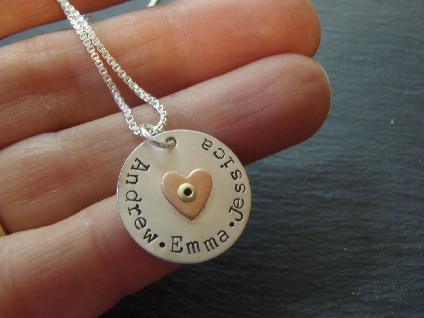 Sterling silver mommy necklace personalized with children's names - Drake Designs Jewelry