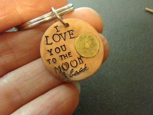 I love you to the moon and back keychain - Drake Designs Jewelry